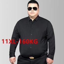 Heren Wit Business Shirt Herfst Lange Mouw Leisure Plus Size Big 11xl 10XL 9XL Patchwork Black Geel Sociale Dravines Shirts 240403