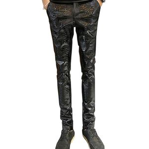 Mens Whole- MORUANCLE Mens Faux Leather Pants PU Motorcycle Ridding Suede Pantalones Slim Fit Biker Joggers para hombre Tamaño 28-36236C