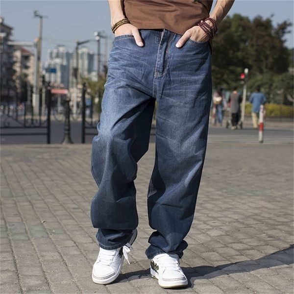 Mens Wide Leg Hip Hop Baggy Jeans Hommes Streetwear Bell Bottom Denim Pantalons pour hommes Loose Straight Fit Jeans Homme Blue Boot Cut 201128