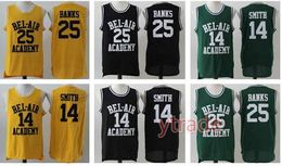 Mens Will Smith Jersey Basketball The Fresh Prince of Bel Air Academy 25 Carlton Banks Green Black Green Stiched Nom et numéro