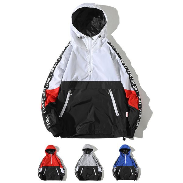 Lettre de style de mode pour hommes de Windbreaker Imprimée de rue Street Wear Hop Hot Vente d'hiver Veste de manteau d'hiver S-4XL