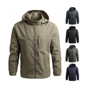 Abrigo con capucha impermeable a prueba de viento para hombre Chaqueta impermeable con cremallera completa Outwear Tops