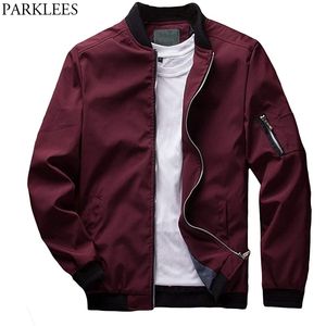 Mens Wine Red Lightweight Softshell Flight Bomber Jacks Slim Fit Casual Lente Herfst Varsity Baseball Windbreaker Chaquetas 210522