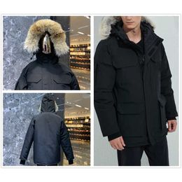 Heren Winter Fashion Designer Down Jacket Real Wolf Fur Hooded Dikke Warm Sports Jas Winddichte waterdichte Parker Coats Men Jackets TN