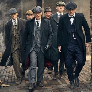 Mens Winter Groom Wear Wedding Dress Business Suit Party Suit Herringbone Tweed 4Piece Peaky Blinders(Overcoat+Jacket+Pant+Vest)