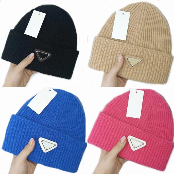 Gorro de invierno para hombre, gorro de diseñador, gorro para hombre, gorro grueso y cálido, moda informal, gorro de calavera triangular, rojo, blanco, rosa, negro, gorros de lujo clásicos simples, vestido diario ga046