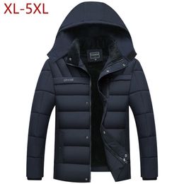 Chaqueta de invierno para hombre Espesor Sombrero cálido Abrigo desmontable Dobladillo simple Práctico Parkas A prueba de viento Nieve Chaqueta fría Tamaño grande 5XL 201114