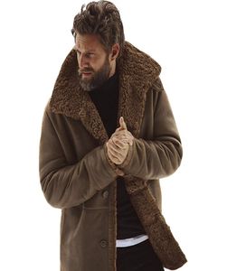 Veste d'hiver pour hommes Vintage hommes vestes en cuir manteau de fourrure veste en simili cuir marron moto Bomber bouton de peau de mouton 4043864