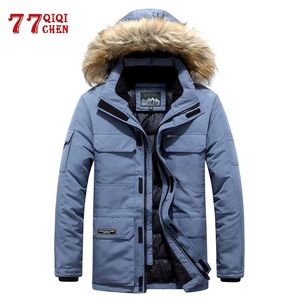 Mens Winter Jas Warm Dikke Katoen Multi-Pocket Hooded Jacket Mannelijke Casual Bont Trim Coat Heren Down Jacket Jas Plus Size M-6XL 201026