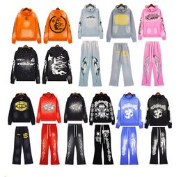 Designer Mens Hellstar Hooded Hoodies Designer grafische hoodie trainingspakken en Hellstars Pants Street Graffiti Foil Print Vintage Losse huidvriendelijke trainingspakken