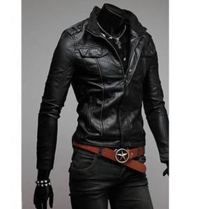 Heren winter leren jas Heren mode motorfiets PU lederen jas Cool ritszakken lederen jassen kleding