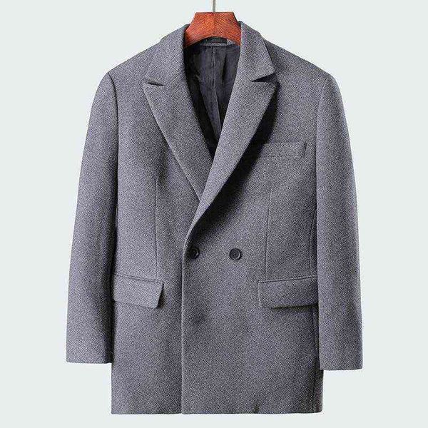 Abrigo de mezcla de lana acolchado de invierno para hombre Moda para hombre Gris de negocios Casual Chaqueta de lana gruesa de manga larga Abrigo Overisze Mezclas para hombres T220810