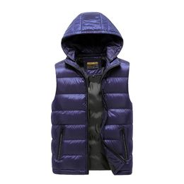 Mens Winter Mouwloze Jas Mannen Down Vest Heren Warme Dikke Hooded Jassen Mannelijk Katoen Gevoerd Work Gilet Gilet Homme Vest 5XL 201114