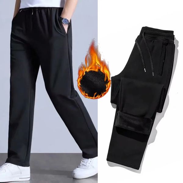 Pantalon thermique extensible chaud d'hiver pour hommes, décontracté, taille moyenne, Slim, athlétique, doublé polaire, bas épais, jogging de sport 240108