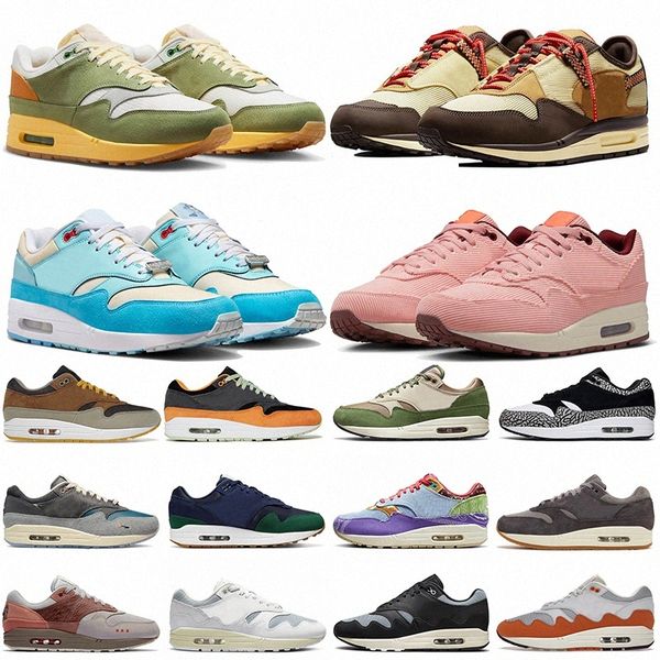 Hombres Mujeres 1 87 Zapatillas para correr Parra Blanco Rojo Aniversario Naranja Aqua Bred Elephant Patch 1s 87s Hombres Correr Senderismo Deportes Zapatillas de deporte Entrenadores F71s #