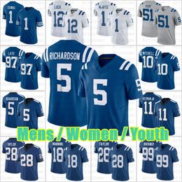 5 Anthony Richardson Jonathan Taylor Maillot de football personnalisé Josh Downs Quenton Nelson Darius Leonard DeForest Buckner Gardner Minshew Matt Gay Alec Pierce