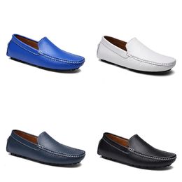 Hommes Femmes Casual Chaussures Cuir Semelle Souple Noir Blanc Rouge Orange Bleu Marron Baskets Baskets Confortables 082