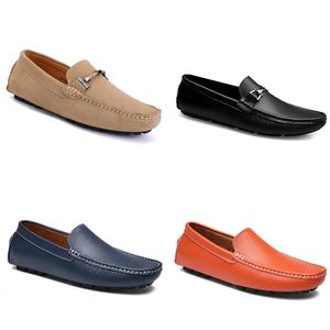 Hombres Mujeres Zapatos casuales GAI Cuero Suela suave Negro Blanco Rojo Naranja Azul Marrón Cómodo Entrenador Zapatilla de deporte 05