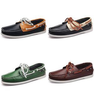 Hombres Mujeres Zapatos casuales GAI Cuero Suela suave Negro Blanco Rojo Naranja Azul Marrón Zapatilla de deporte cómoda 25