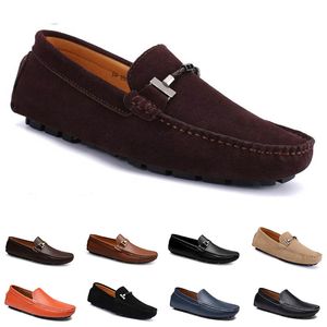 Zapatos casuales para hombre y mujer, suela suave de cuero, negro, blanco, rojo, naranja, azul, marrón, zapatilla cómoda 044