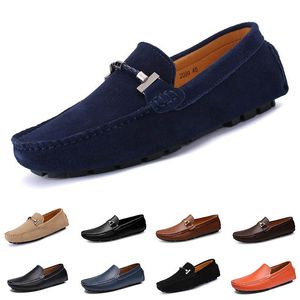 Hommes Femmes Casual Chaussures En Cuir Semelle Souple Noir Blanc Rouge Orange Bleu Marron Baskets Confortables 010