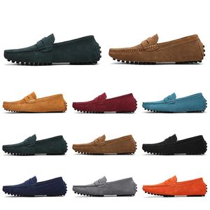 Hommes Femmes Casual Chaussures En Cuir Semelle Souple Noir Blanc Rouge Orange Bleu Marron Confortable En Plein Air Sneaker 012