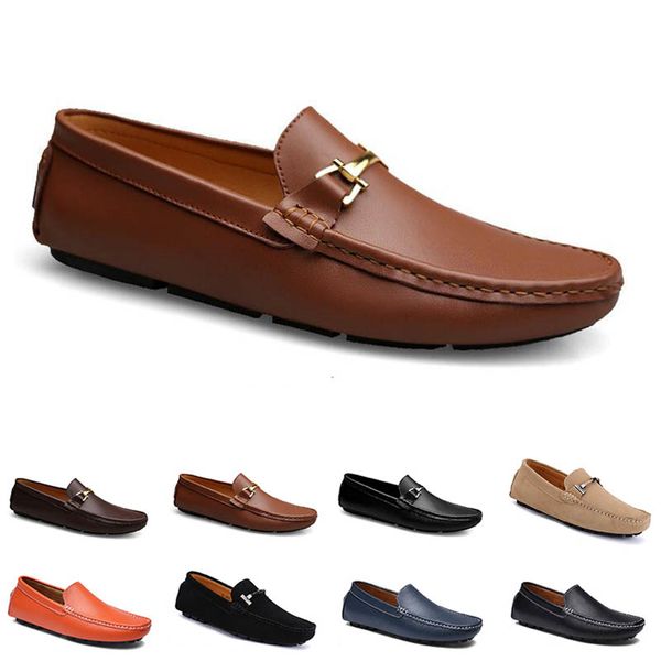 Zapatos casuales para hombre y mujer, suela suave de cuero, negro, blanco, rojo, naranja, azul, marrón, cómoda zapatilla de deporte 040