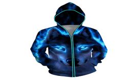 Mens Femmes Colorful Blowing Coat 3D Wolf Animal Imprimé LED Luminal Hrosping Top Blouse Punk Style Sweat à sweat Sudaderas Con Capucha4459568
