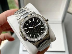 Diseñador de mujeres para hombre de alta calidad para hombres Moissanite Boutique relojes con movimiento de correa de acero reloj de diamante automático PP 40mm AAA