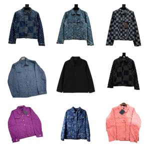 Hombres mujeres diseñadores chaquetas de mezclilla París jacquard carta tela ropa streetwear abrigos prendas de vestir exteriores manga larga hombres ropa de lujo chaqueta de mezclilla púrpura