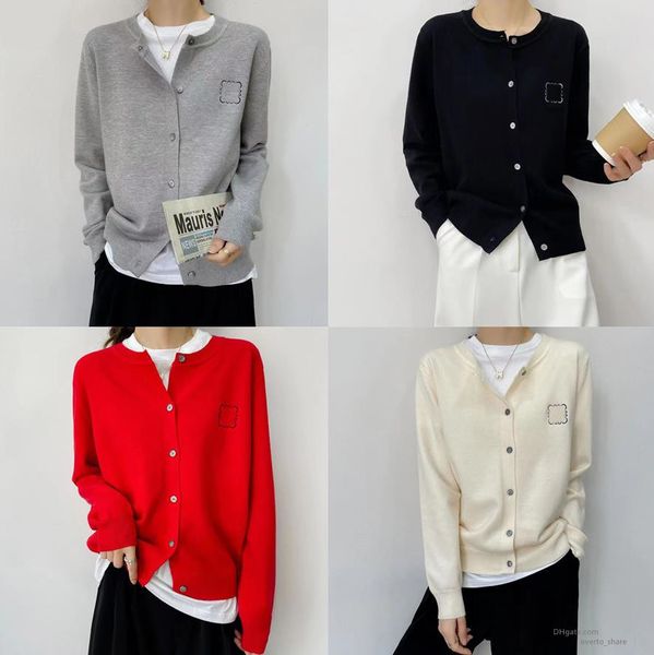 Sweaters de mujer Cardigan Loweshited Loewees Manga larga Subs Autwear Coats Knit Bordery Top informal