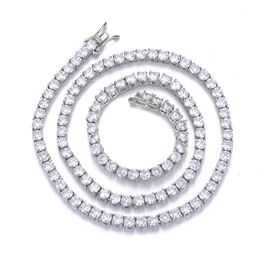 Heren vrouwen hiphop cz kettingen 18-24 inch iced out kettingen zilveren sieraden diamant kubieke zirkonia een rij tennis ketting hiphop 4mm 5mm 6mm kristal alin0003