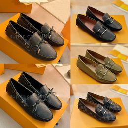Heren Dames Loafers Designer Kledingschoenen Klassieke instapper Luxe Vintage Mocassin Metalen knop Echt leer Oxfords Casual schoenen met doos 35-46