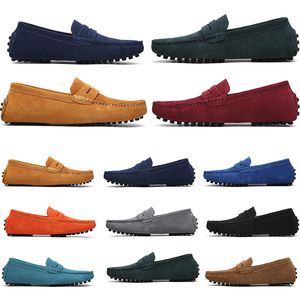 Mens vrouwen buitenschoenen leer zacht zool zwart rood oranje bruin oranje comfortabele casual schoenen 029