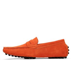 Zapatos de exterior para mujer para hombre, suela blanda de cuero, negro, rojo, naranja, azul, marrón, naranja, cómodos zapatos informales 048