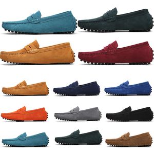 Mens vrouwen buitenschoenen leer zacht zool zwart rood oranje bruin oranje comfortabele casual schoenen 001