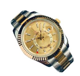 Reloj para hombre y mujer Reloj mecánico automático de acero inoxidable Calendario 42 mm Sky Dweller Classic Blue Dial Business Master Relojes de pulsera GMT Relojes duales para hombres