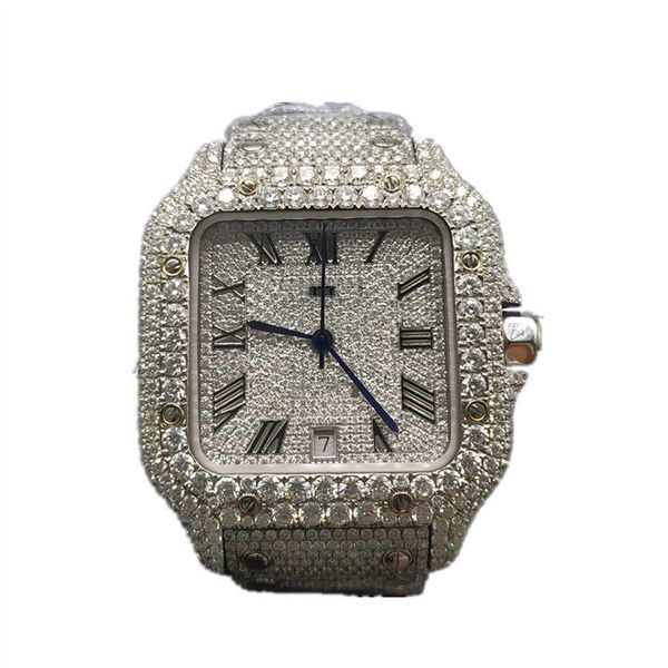 Montres pour hommes et femmes, diamant glacé, luxe, mode, cadran scintillant, bracelet Vvs Moissanite, produits chauds