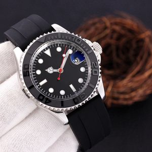 Heren dames Yacht Master Watch 40MM keramische klassieke zilveren kast saffierglas kwaliteit automatisch mechanisch uurwerk horloges rubberen band Polshorloges