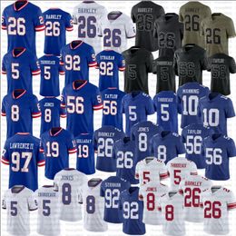 Malik Nabers Kayvon Thibodeaux Brian Burns voetbal Darren Waller Eli Manning Dexter Lawrence II Daniel Jones Kenny Golladay Strahan Jersey gestikt