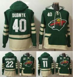 Heren Dames Jeugd Hockey Hoodie 11 Zach Parise 22 Nino Niederreiter 40 Devan Dubnyk Minnesota Wild Jerseys Ed Jersey Custom Elke naam