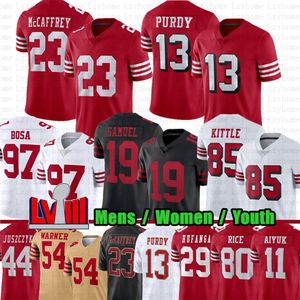 Christian McCaffrey Brock Purdy camisetas de fútbol Nick Bosa George Kittle Deebo Samuel Fred Warner Jerry Rice Montana Talanoa Hufanga Trent Williams Brandon Aiyuk