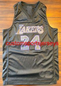 Mens Women Youth No.24 Black Basketball Jersey Broderie ajouter n'importe quel numéro de nom