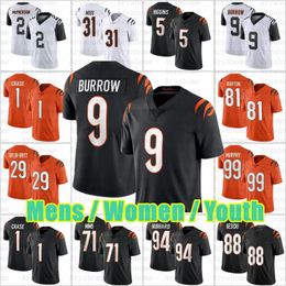 5 Tee Higgins JaMarr Chase 9 Joe Burrow Camisetas de fútbol Evan McPherson Mixon Trey Hendrickson Sam Hubbard Logan Wilson Myles Murphy Hombres Mujeres Jóvenes Niños