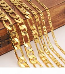 Mens Women039s Solid Gold Gf 3 4 5 6 7 9 10 12 mm Largeur Select Italien Figaro Link Chain Collier Bracelet Fashion Bijoux Whole1727153