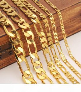 Heren dames039S Solid Gold GF 3 4 5 6 7 9 10 12mm Breedte Selecteer Italiaanse Figaro Link Chain ketting Bracelet mode sieraden hele1727153