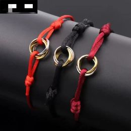 Pulsera para mujer para hombre Pulsera de diseñador Pulsera Trinity de moda Pulsera de cadena de anillo Trinity de acero inoxidable 316L Pulsera de tres anillos Correa de mano Pulseras para parejas