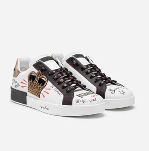 Calfskin Sneakers Chaussures Extérieur Trainers Men de luxe 22s Brands en cuir blanc Confort Casual Walking EU38-46.Box Nappa Portofino