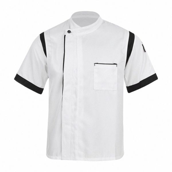 Hommes Femmes Chef Veste Hôtel Restaurant Cuisine À Manches Courtes Chef Manteau Unisexe Cuisiniers Uniforme Service Alimentaire Vêtements De Travail Vêtements De Travail k1q2 #