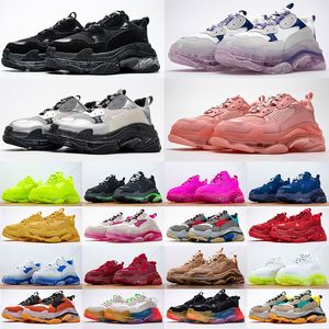 Hommes Femmes Classique Triple S Semelle Claire Chaussures Décontractées Gris Tout Blanc Noir Vert Rose Rétro Orange Luxe Paris 17W Plateforme Baskets Baskets Extérieur